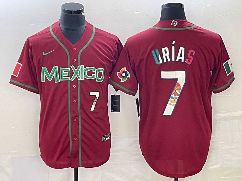 Men 2023 World Cub Mexico #7 Urias Red camo Nike MLB Jersey11